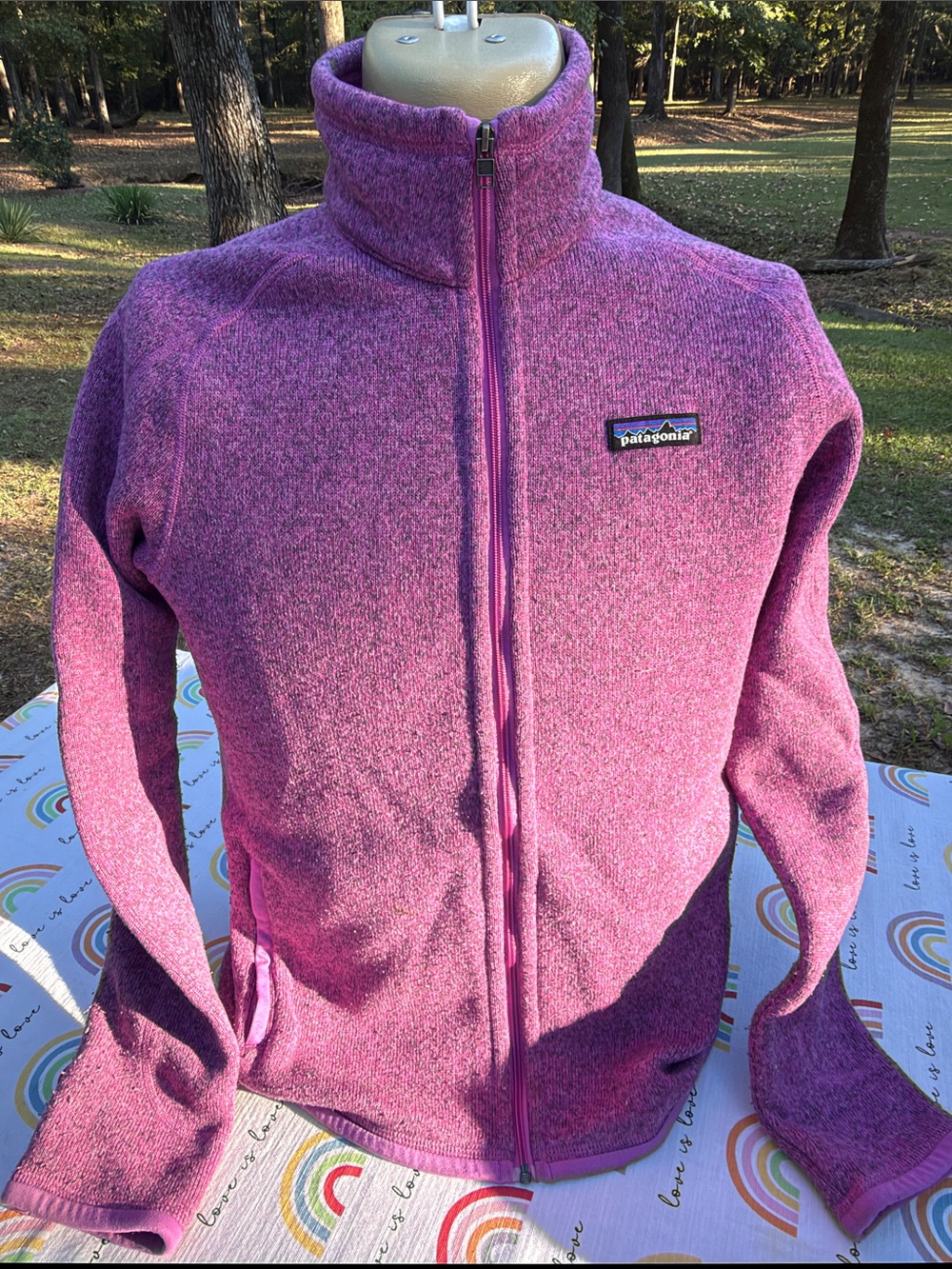 Patagonia Women's Heathered Magenta Full-Zip Teddy Fleece Jacket